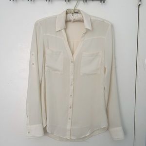 Express Portofino Button Down Blouse in Ivory